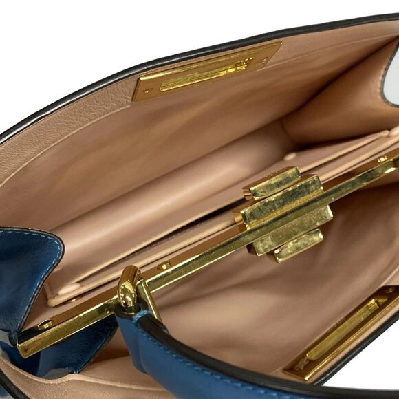 Auth FENDI Peekaboo I See U Medium 8BN321-A6V3 Light Blue Nappa Leather - Picture 13 of 16